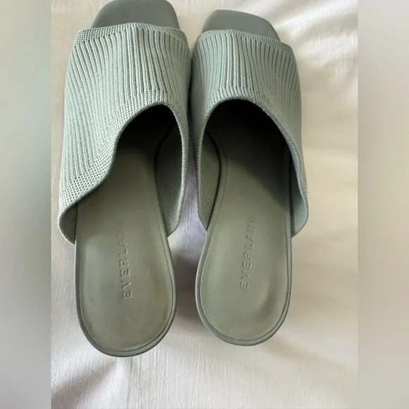 Everlane | SZ 8.5 | Seafoam Green ReKnit Glove Mule Open Toe Block Heel Slide - Picture 6 of 11
